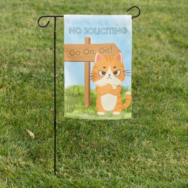 No Soliciting Funny Grumpy Cat Garden Flag (In SItu)