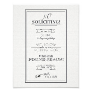No soliciting humorous sign