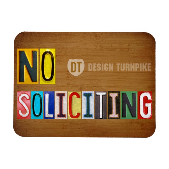 No Soliciting License Plate Art Letter Magnet (Horizontal)