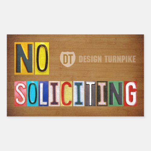 No Soliciting License Plate Letter Sign Sticker