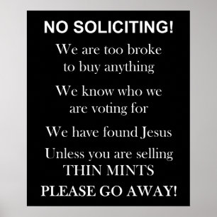 No Soliciting print or poster