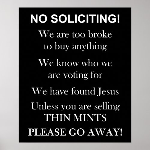 No Soliciting print or poster