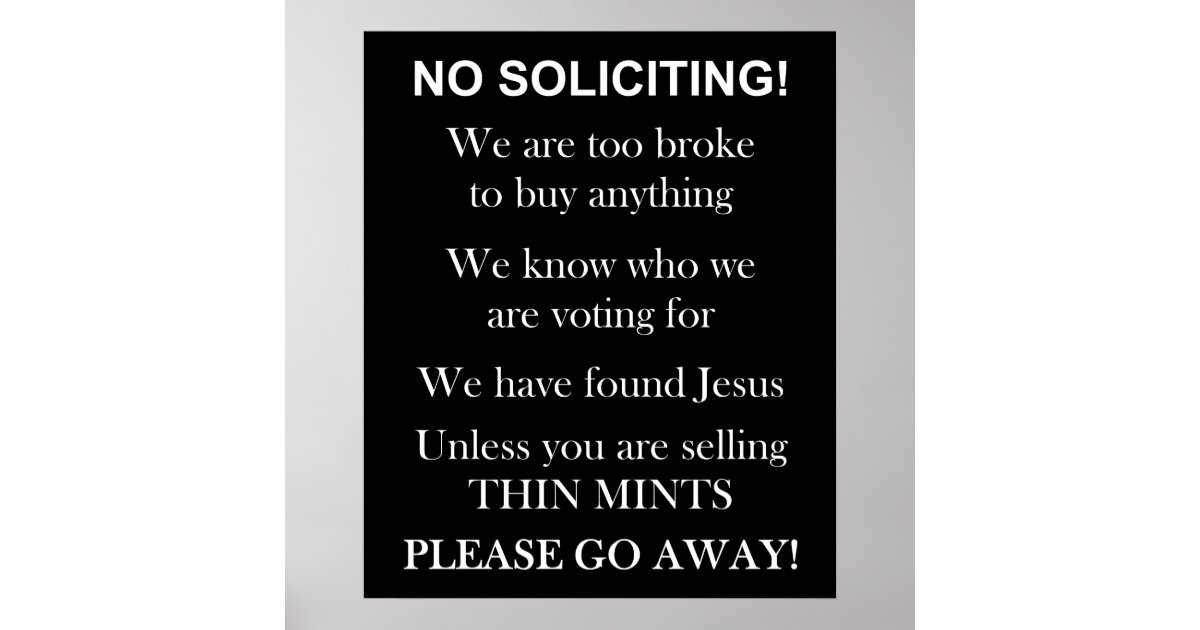 No Soliciting print or poster | Zazzle