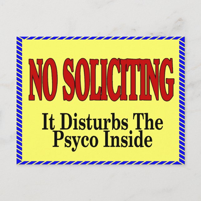 No Soliciting Psyco Inside Postcard (Front)