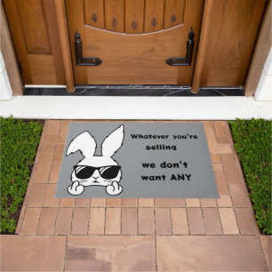 NO SOLICITING RABBIT DOORMAT