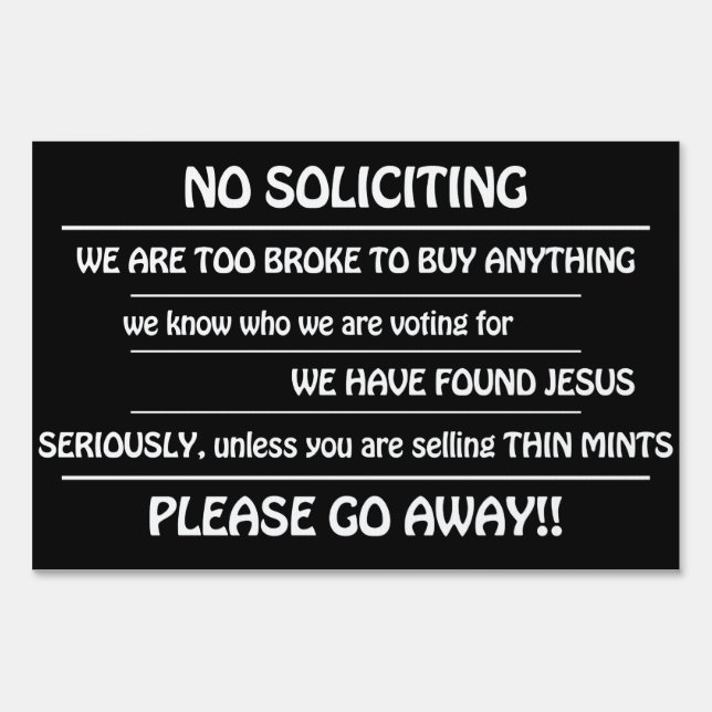 NO SOLICITING SIGN (Front)