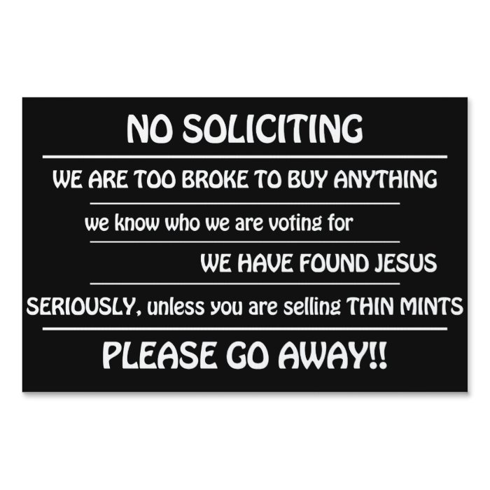 NO SOLICITING SIGN