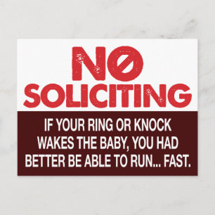 No Soliciting Sign - Don't Wake the Baby Postcard