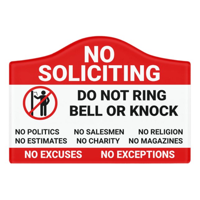 No Soliciting Sign for front door (Small Crest Front)