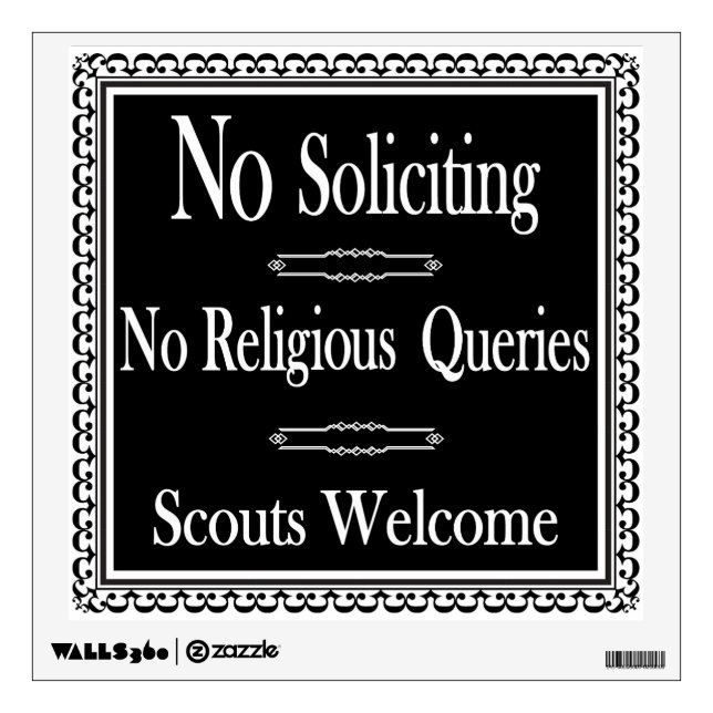 No Soliciting sign Wall Decal (Front)