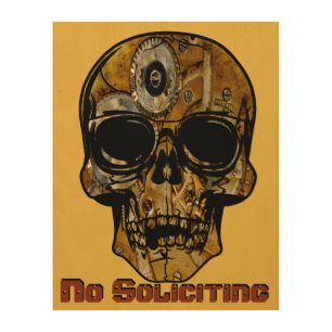 No Soliciting Skull Sign