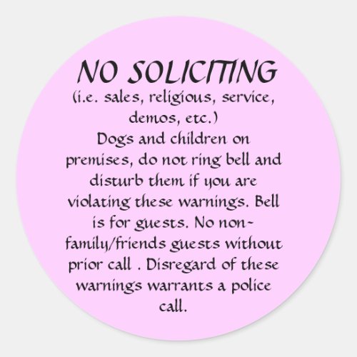 NO SOLICITING sticker