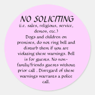 NO SOLICITING sticker
