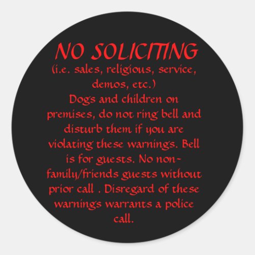 NO SOLICITING sticker Black