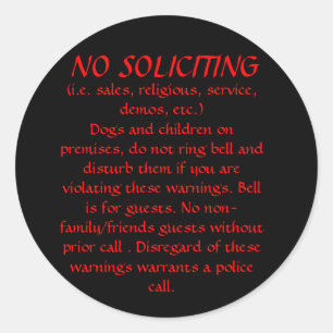 NO SOLICITING sticker (Black)