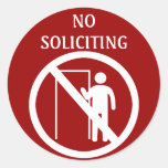 No Soliciting Stickers, Red and White Classic Round Sticker