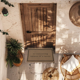 No Soliciting Unless It’s Tacos Custom Tan Funny Doormat