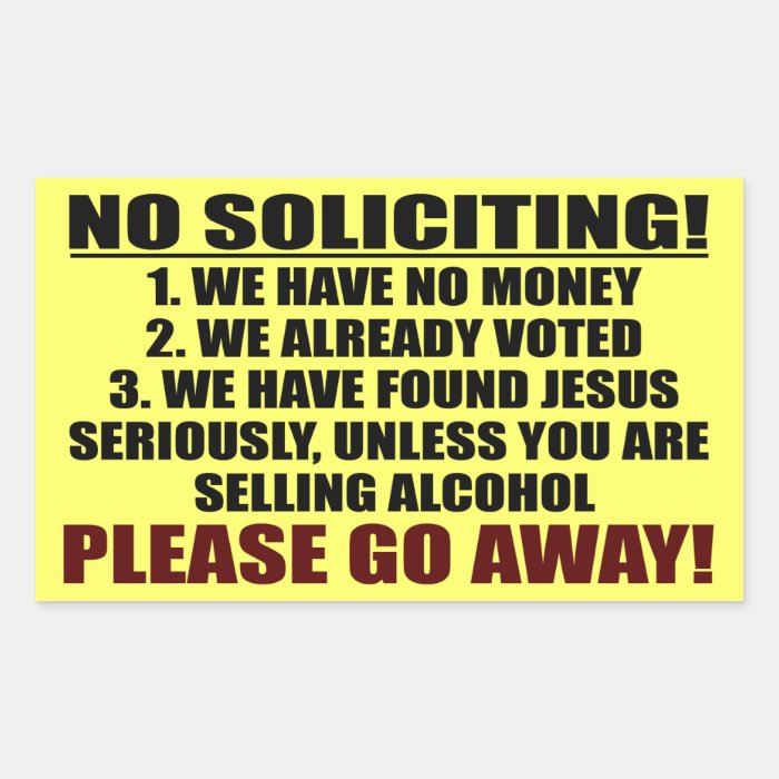 No Soliciting Version 2 Rectangular Stickers