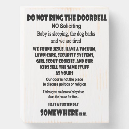 No Soliciting Wooden Box Sign