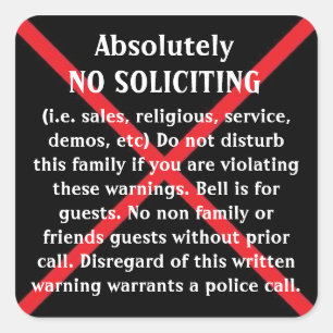 NO Solicitors door stickers