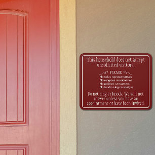 No Solicitors Please Door Sign