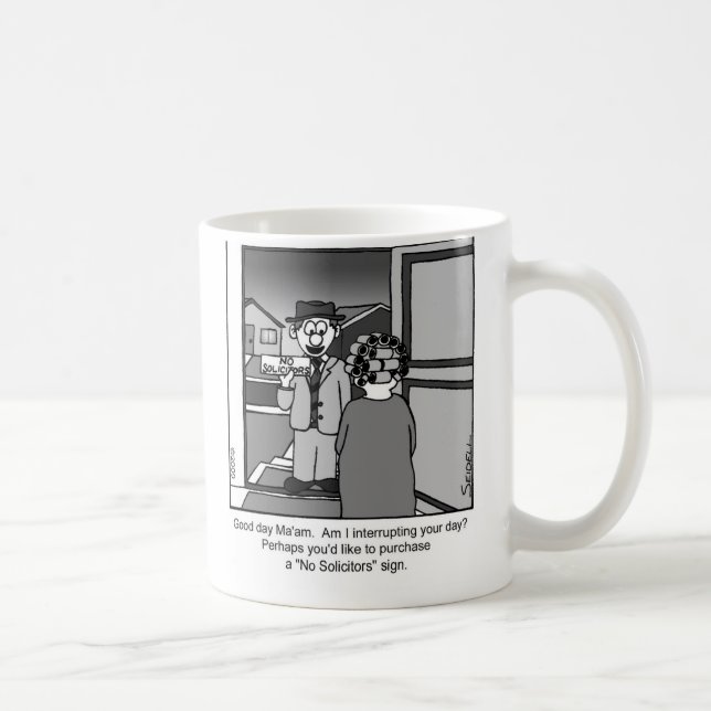 No Solicitors Sign Salesman Coffee Mug (Right)
