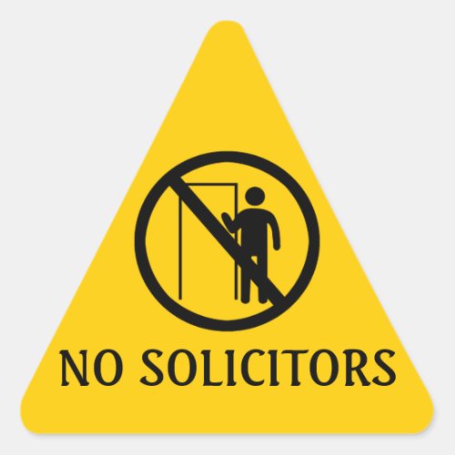 No Solicitors Stickers Yellow Triangle Warning Triangle Sticker