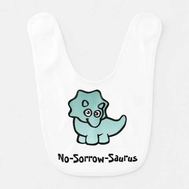No-Sorrow-Saurus Dino Cuteness Baby Bib (Front)