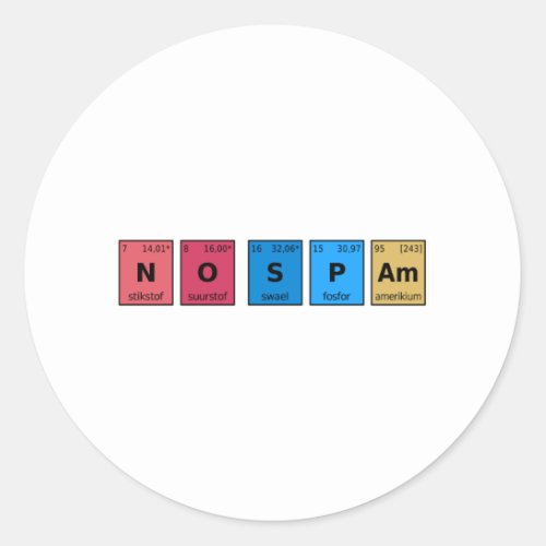 No Spam Periodic Table Classic Round Sticker