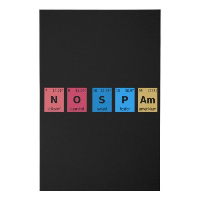 No Spam Periodic Table Faux Canvas Print (Front)