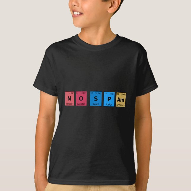 No Spam Periodic Table T-Shirt (Front)
