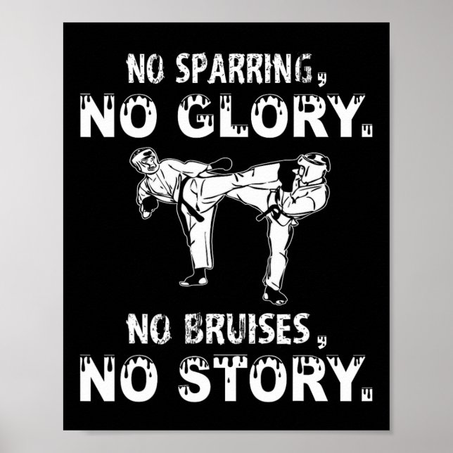 No Sparring No Glory Motivational Karate Quote Boy Poster (Front)