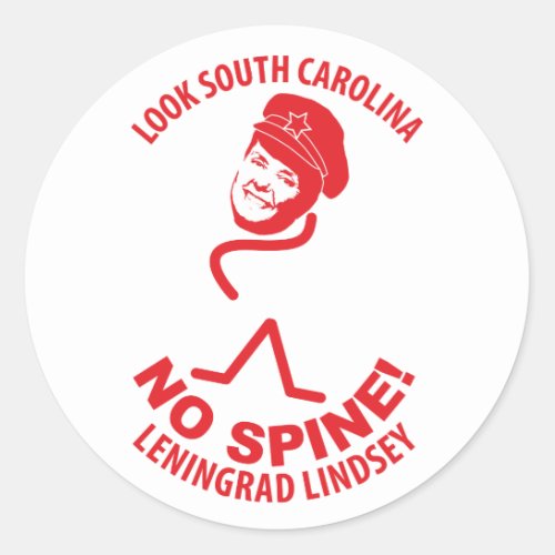 No Spine Lindsey Graham Classic Round Sticker