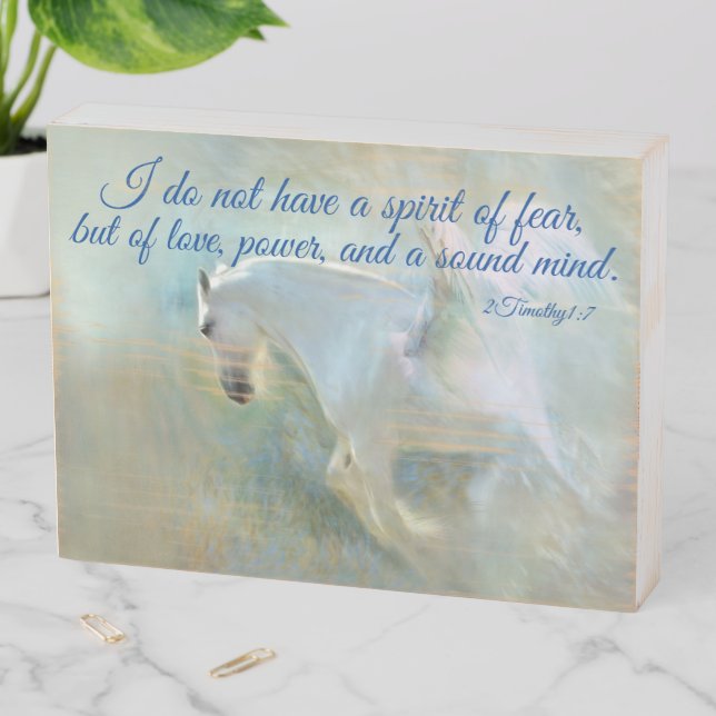 No Spirit of Fear But Love Power Sound Mind Wooden Box Sign (In Situ Horizontal)