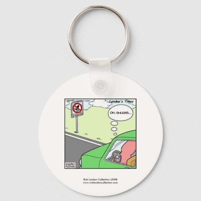 No Squid Zone Hilarious Cartoon Keychain (Front)