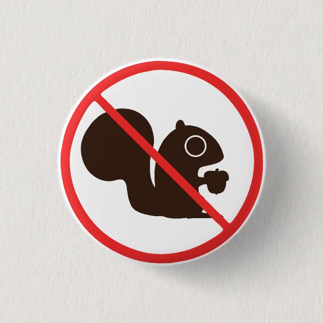 No Squirrels Pinback Button (Front)