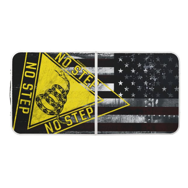 NO STEP ON SNAKE Gadsden American Flag Beer Pong Table (Top)