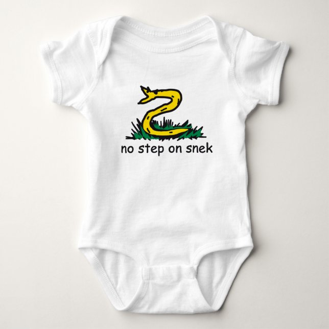 No step on snek memes Gadsden parody SnekRight Baby Bodysuit (Front)