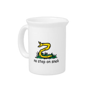No step on snek memes Gadsden parody SnekRight Beverage Pitcher