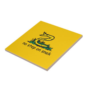 No step on snek memes Gadsden parody SnekRight Ceramic Tile