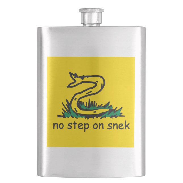 No step on snek memes Gadsden parody SnekRight Flask (Front)
