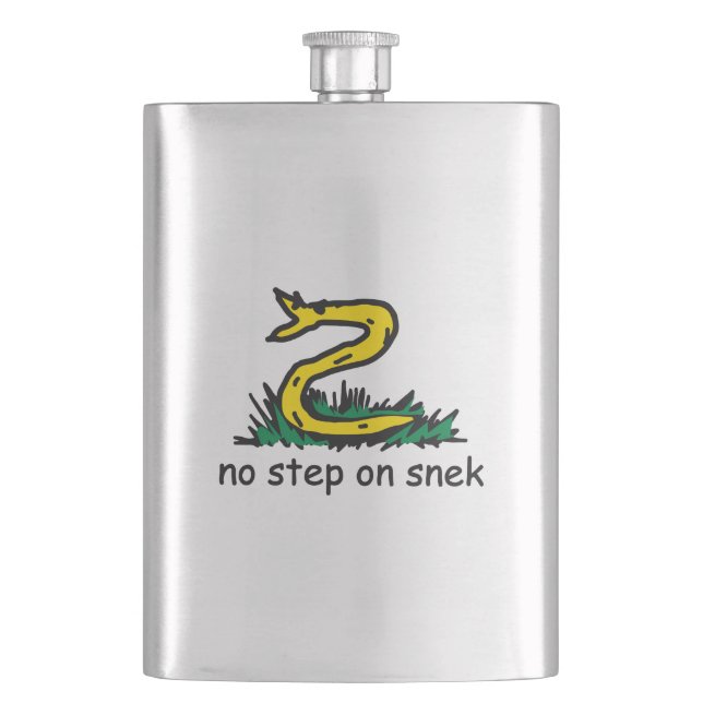 No step on snek memes Gadsden parody SnekRight Flask (Front)
