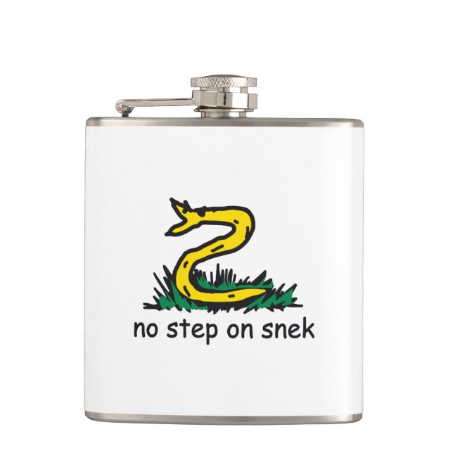 No step on snek memes Gadsden parody SnekRight Flask (Front)