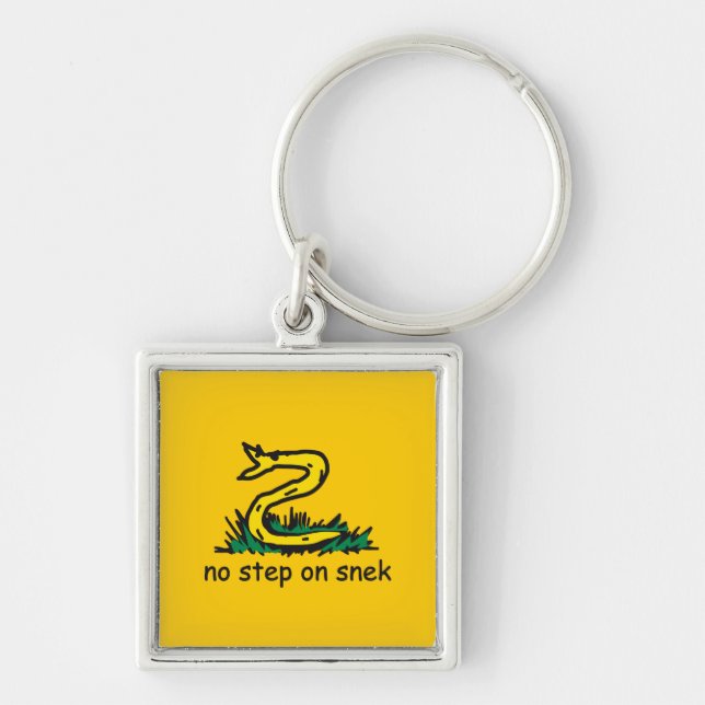 No step on snek memes Gadsden parody SnekRight Keychain (Front)