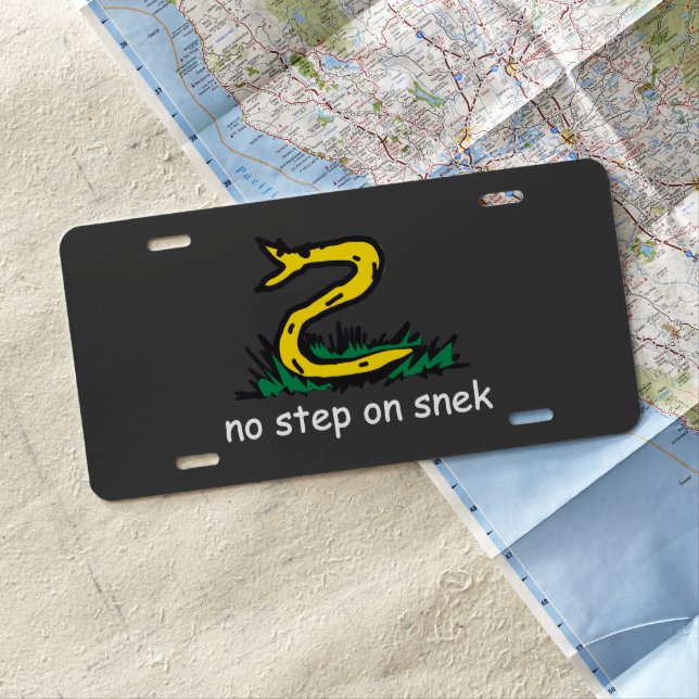 No step on snek memes Gadsden parody SnekRight License Plate (In Situ)