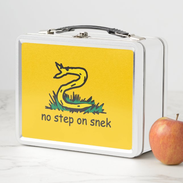 No step on snek memes Gadsden parody SnekRight Metal Lunch Box (In Situ)