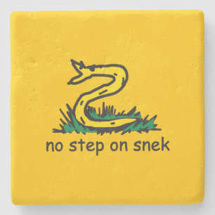 No step on snek memes Gadsden parody SnekRight Stone Coaster