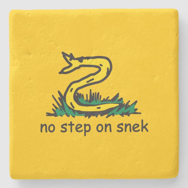 No step on snek memes Gadsden parody SnekRight Stone Coaster (Front)