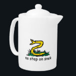 No step on snek memes Gadsden parody SnekRight Teapot<br><div class="desc">Get your SNEK RIGHT t-shirt, cup, stickers, car flag, flag, tapestry, murals, posters, bachelor and bachelorette party gifts, gifts for rallies, temporary tattoos, golf products, games, balls, office items, office gifts, tees, dresses, baby clothing, baby and kids apparels online now. Visit my shop for more products on sale. Online store...</div>