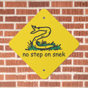 No step on snek memes Gadsden SnekRight yellow Metal Sign
